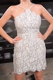 I'm usually between sizes 6 and 8 and it fits great! Just make sure to wear skin-toned underwear and you'll be good to go. It's on the shorter side so consider this a very mini dress.
I particularly received compliments on the top part of the dress since it's so unique. - Andrea M.