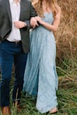 I'm mad I wore this for my engagement photos because it looked so cute that everyone is going to remember if I wear it again. Not if, WHEN! I really like this dress. The burnout fabric is so pretty and the cut of the dress is very flattering. Be careful with the slit - Claire H.
