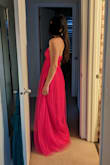 I am running out of ways to say how beautiful the things we get from Lulus are. The hot pink color is a more saturated pink, not a bright bubblegum pink. It has several layers of tulle. The layer under the top has bright sparkles on it, but because it is covered by the top layer of tulle the sparkles are more subtle, they don't scream at you. We did end up returning it because the torso of the dress seemed a little short for my daughter who is almost 5 ft 8 and sat above her waistline, and she prefers dresses that sit at and accentuate her waist. The dress was very lightweight and pleasant to the touch, the tulle was soft, not still, and moved very well. - Lidia R.
