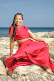 I loved to dress for my anniversary photo shoot. 
The skirt is heavy but, I had no problem. I got soooo many compliments! - Robin J.