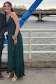Beautiful dress, kind of confusing to get into if you don't have help, doesn't have any implemented cups but pasties did wonders, beautiful backing, gorgeous gorgeous, the slit does follow all the way up to the chest! - Hannah K.
