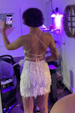 Fits amazing! The lace-up back helps snatch your waist. The dress is long enough to cover your butt (for my other tall girls worried about that) and it doesn't ride up. Super cute and flattering! - Kailea R.