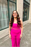 This jumpsuit is extremely flattering and so classy while also being sexy. I wore it this year for my 36th birthday and absolutely loved it. Very nice, thick, stretchy material. I am tall, so I ordered the large originally and everything fit okay, but the top was too short for my liking so I went with an XL and it was a little big in the pants but all together was a great look! Could be worn with a blazer in the winter as well and would look great separate with other tops/bottoms. - Lauren S.