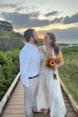 This dress was absolute perfection for my elopement on Maui! I did have to get the straps taken up and I added bra cups, but it was just gorgeous
This dress is completely unlined lace outside of the body suit, making it sexy, beachy, and breezy. I was comfortable in it all day and the light of the sunset through my dress was spectacular! - Linda L.