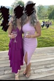 This dress was classy and stunning!
I loved the deep purplish color - perfect for a summer wedding! The tiered layers were light and still flattering! 100% get it! Didn't even need to wear a bra! In some lighting the dress is more pink and in others, it's more of a purple! - Noelle Z.