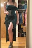 I love this dress, it fits like a glove. The rushing around the waist makes my stomach looks so flattering. I think it is a beautiful mix of elegant and a little sexy. It's honestly the perfect dress, but the zipper was broken on arrival and I thought I fixed it and when I wore it out the entire zipper burst open revealing my entire side, super embarrassing and unexpected since the actual sizing is perfect. Otherwise lovely, maybe I got a bad one but very sad. - Juliana L.