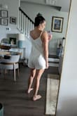 Really love this romper. I use it as a beach cover-up but also for around the house. Super cute! It's so comfortable and easy to wear. I usually wear a large, but I sized down so it wouldn't be too baggy. - Nicole U.