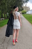 I wore this for my college graduation and absolutely loved it. Fits true to size and super comfortable - Caitlyn M.