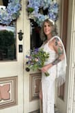 This dress was perfect.
We had a private intimate ceremony at a local mansion that was restored to its former glory.
We were their first wedding.
I did buy a Fri fed silk shawl to wear with it and pinned it to the dress so I could either wear it on my shoulders or behind me. I got so many compliments on the dress and how it was perfect for our venue. - Jan D.