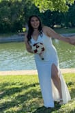 I absolutely enjoyed the material and it fit perfectly for my wedding. True to size had an amazing stretch. - Juana C.