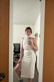 I love this dress, and so does my husband. It fits well and is comfortable. I will say I didn't realize the entire top of the bodice has a layer of organza over it. That was a surprise but I don't dislike it! overall I am happy with it and excited to wear it out. It's super stretchy so there is flexibility in the sizing. I would recommend steaming it as the organza gets pretty wrinkled in transit. - Amanda C.