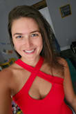 This is a lovely red bodysuit. The neckline is a little lower than I thought, but not indecent. Bodysuit fit well on my torso (5'8"). Very cute for a date night. - Kelsey L.