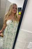I tried on so many dresses and then finally tried this one and it was perfect! It's flowy and flattering, I liked that I could tie it as pictured or tie it as a strapless, I started out with it strapless and by the end of the night tied it up.  Didn't need a bra with it and felt super comfortable.  Highly recommend it, especially if tight dresses aren't your vibe but you also don't want to look like you're wearing a potato sack. If it helps I'm usually a 12 in jeans and got an XL. - Sarah P.