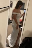 I was nervous about ordering this dress because of the reviews, but it seemed to have everything I was looking for so I went ahead and bought it anyway. I'M SO GLAD I DID! It is both beautiful AND comfortable! I was feeling defeated after ordering countless dresses off Amazon and not liking any of them, so I wasn't super hopeful, but this dress totally exceeded my expectations! I thought I would feel fat or stiff in a form-fitting dress, but the gorgeous crepe fabric is soft, stretchy, and breathable. It's thick enough to not be see through, but thin enough to not feel like I'm suffocating. It is completely true to size. The zipper functions perfectly. I love the off-the shoulder sleeves and the way it hugs my butt. It's sexy yet elegant. It's a matte white, which I love. The only alterations I'll probably get is to have a bustle put on, have bra pads put in for nipple coverage, and to have it hemmed slightly, but it is otherwise perfect. It's literally so comfy! I hate taking it off! Highly recommend! - Jamie C.