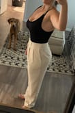 I'm going to Greece for our honeymoon and I was looking for white pants to wear for dinner/sight seeing. I love these! I'm usually a large in bottoms and these fit perfectly. Stretchy and lightweight material and you can't see the lines of my bodysuit through the back which I really like. - Lexi E.