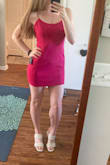 I wore this dress to my bachelorette party and got so many compliments! The material is very flattering. The only thing I'll say is there's pretty much no way to wear a regular bra under- have to go with a sticky! It was also very short on me (I'm 5ft 8 but it stayed put thankfully lol) - Chloe A.