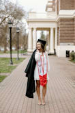 Loved this dress for my graduation pictures. I initially ordered a small and it was too big. I ordered a xs and it fit overall but was big on the waist and the sleeves were long so I had to do some alterations. Overall super cute dress and loved it for my photos! - Baisley M.