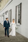 We had a small micro wedding in November, I knew I wanted a classic look but couldn't find one anywhere. I stumbled upon this STUNNING dress and knew I had to at least try it. I ordered 2 sizes (I used the sizing chart and I was in-between a M /L so I ordered both. The medium fit like a glove. For the price I wasn't expecting the material to be good quality but i was wrong. I was a nice thick/quality material and SO comfortable. I had so many compliments on this dress and people thought it was a designer dress. I can't recommend this dress enough. You will NOT be disappointed in this beautiful classic. - Keltie H.