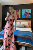 Oh, I love this dress so much! The fit is lovely, the fabric is soft and silky, the pattern and colors are gorgeous, and it makes me feel like 1 million bucks. It is very low cut, I wore it with a cover-up for work, then switch to party mode in the evening. Got all the compliments! - Marijke U.