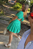 This dress is beautiful! The color is precious! It is a wrinkle fabric, so I had to iron it before I wore it. Received lots of compliments. - Adriana M.