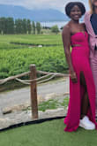 If you're not afraid of showing alittle leg. This is a perfect outfit! I loved it, and it's my first pink outfit ever. I paired it with white platform sneakers because, who needs high heels anyways? - Hamidah N.