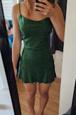 I figured I'd be somewhere between a S and and XS so I ordered an XS because I wanted it to be more form-fitting rather than shift-like.

The fit was great, but unfortunately, it was way too short on me! I'd say if you're about 5' 5" you might struggle with the length on this dress (but of course, don't let me be the judge of your comfort! - Ariana R.