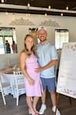 I wore this dress to my baby shower. I am 6 months pregnant and usually buy an XS and sized up to a small.  It fits great. A little loose in the bust but nothing a little bit of fabric tape couldn't fix.  Fabric is kind of thin so I had to wear a bra.  I hope I can wear it to a wedding at about 7 months pregnant. - Sanja H.
