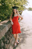 This dress was so fun! The material was really nice quality. I was a little insecure by the way it hugged my tummy area. I normally don't buy dresses like this but wanted to try something new. I loved it and it looked great in the pictures! - Amanda B.