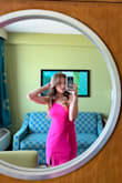 Bought for a rehearsal dinner for wedding in VA beach. Dress runs small. I'm normally an XS, but couldn't zip it. Small fit perfectly! Loved the asymmetrical neckline. Very flattering. Had lots of compliments on the dress and color. Will wear again and again. Super comfortable. - Mary L.