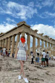 I went to Greece this summer and bought this dress just for the trip! 
I got many compliments about how Greece it looked. Super cute and love it.
The only thing I had trouble with was how low the V neck went. I was constantly having to fix it. - Kjersti J.