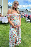 I wore this for my baby shower, but I also can't wait to wear it after baby comes! It was so comfortable, and the colors are beautiful. It fit perfectly and was really flattering, and the material was nice. I received a lot of compliments! Would definitely recommend. - Lacy P.
