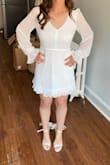 Really loved the back of this dress! Perfect for my cocktail bar engagement photos! The neckline did look a bit strange on me though and it was a bit see through. - Nicole D.