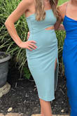I love this dress! It fit nice! I was hard to zip up from the side. The only way I got it to zip was if I turned it so the zipper was in the front of me and zipped it and turned it back. Super flattering! I got a lot of compliments! - Andrea P.