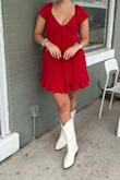 This was a great dress for the Taylor swift concert! It was a little big in the bust but I wouldn't order a smaller size because the waist and length were great. The dress is a perfect bright red and it is super great quality! - Reagan S.