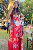 The fabric is very nice and elegant. Even though im always an XS i felt the dress was a bit loose on the top part. Additionally, the ribbon it has, untights easily and does not stay in place. I felt the dress made my shape enlarged a bit because it is not as tight and I felt it did not make me a good figure/shape compared to other Lulus dresses. I felt it made me a wide figure that made me think it is nice for pregnant women as it is loose.
Also, it is long for my height so with high heels it is perfect but with medium or short heels the dress ends up being too long - Brenda G.