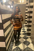 I am in love with this dress. I hope they make more colors with the same material. It was perfect for a social outing with Friends. I say it's true to size because the material stretch, you can size down because of that - KK I.