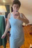 I've had my eye on this dress for a few months and finally decided to get it for a cute summer fit! I'm pretty disappointed with it however. The bust and waist are too big which is crazy because I'm a 32F/G. It also is more of a true blue as opposed to the slightly more turquoise color that's in the product image. I got it with a gift card so I'm not going to bother returning it, but it definitely isn't what I was expecting/wanting. 
Also, the store somehow had the wrong address connected to the package. The address I gave them was right, it was right on the package itself, but when the post office scanned it, it was connected to a different address. I had to deal with the post office over the phone and wait 4 extra days before I was able to get it due to the stores mistake. That then combined with the weird fit has made me not want to purchase from here again. Overall not a great experience. - Sophia K.
