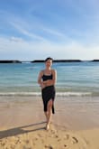 Went to the beach wearing it, the stretchy material feels good, and the slit in the front is very flattering. Perfect for a breezy summer afternoon! - Ting Z.