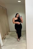 I overnighted this dress in L and XL because I ordered 3 different dresses from this app in L and it was either too small or perfect around the hips but too small for my upper body. This dress is superrrr stretchy!! I would size down! It's beautiful and comfortable! I felt sooo beautiful!!! Get this dress!! 1000/10 - Alexis B.