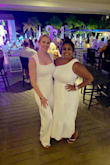 I love this jumpsuit! I have worn it for several events and it doesn't ride up and the length is perfect. For a shorter person you will need to get it hemmed. - Megan H.