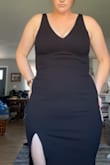 This dress is very romantic, sexy and comfortable! It gives me the confidence I need after having two kids! It hugs you in all the right spots. The sexy split shows off extra leg! And the length is a comfortable length to dance the night away for any occasion! I'm planning on wearing this for a semi-formal wedding in August! - Kelcee B.