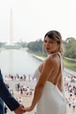 It was perfect for my civil wedding I'm pretty small and I was so scared about the length so I had to wear high heels but it was just perfect with that I didn't have to fix it - Mariana A.