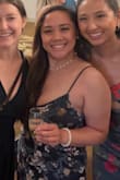 I don't have any full length photos from the actual event, but I loved this dress so much! It was slightly tight around my chest so the material at the v cut on my chest was rolling out a little. The length and waist fit were perfect. I got a lot of compliments on the pattern too! - Gabbie T.