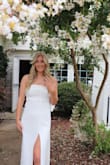 As my bridal shower approached, I searched high and low for the perfect dress that would not only make me feel radiant but also captivate the hearts of my closest friends and family. Little did I know that I would stumble upon a true gem - the strapless dress adorned with a charming bow! It's safe to say that this dress was an absolute showstopper and the highlight of my special day.

From the moment I slipped into the dress, I knew it was the one. The strapless design exuded sophistication and grace. The dress hugged my figure in all the right places, making me feel like a true bride-to-be. Absolute love!! - Caroline D.