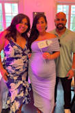 I'm going to be a grandmother to a baby boy, and I wanted to wear something that screamed elegance and grace. This dress was it! It hugged me in the right places, it had cleavage but not too much. The tail made it so elegant while giving me a youthful flair at the front. It was magical!! Aside from my daughter and how amazingly beautiful she looked in her blue dress, I was the belle of the ball! - Carolina P.