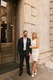 I bought this dress for my engagement photos and it was perfect. I wanted something classic, timeless, and flattering for my physique and this fit the bill. The low back is sexy but still classy, and my fiancé loved the way it hugged my curves! It fell around knee-length, I did not have an issue with the straps falling or not fitting snuggly with the backless style, and breast petals worked just fine as an alternative to a bra. Highly recommend. :) - Jackie S.