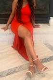 Very flattering dress just runs small. I always buy L dresses from here & definitely needed this dress in an XL to fit more comfortably. - Jamira R.