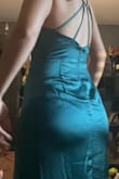 I bought this for a wedding and I love the simplicity yet elegancy of this dress!! I'm usually a medium but ordered a small and it fits nicely (minus the little scrunch it does in the back area above my bum). I will probably have to get it altered because it is a bit too long for my liking. The material seems like it would get wrinkled easily so a little worried about that. But overall, it's a cute dress!!! - Christal A.