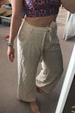 I wanted a pair of linen pants for a summer trip and these are very comfortable and cute! I love that the waist is fitted and has the belt to cinch. They are a little wrinkly which is pretty typical of linen. I usually get a medium in pants and dresses at Lulu's. Between putting these in my cart and checking out the last medium had sold out so I switched to a large. I'm actually very glad I switched because I don't think these would have fit nearly as well in a medium so maybe consider a size up if you're between two [sizes]! - Colleen M.