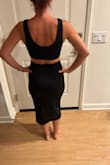 I got a size small and it fits comfortably. I like my dresses to fit well and not too tight. Size xs fit too, but too tight. The fabric is very good, it's double so it feels on the expensive side. It's very soft. It's classy and fun at the same time. - Ornela T.